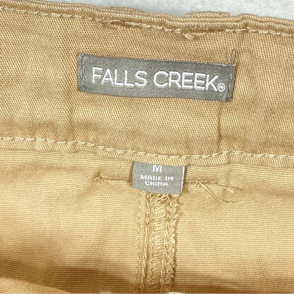Falls Creek Midi Skirt Women's M Beige Tie Waist Pockets Split Hem Casual Boho